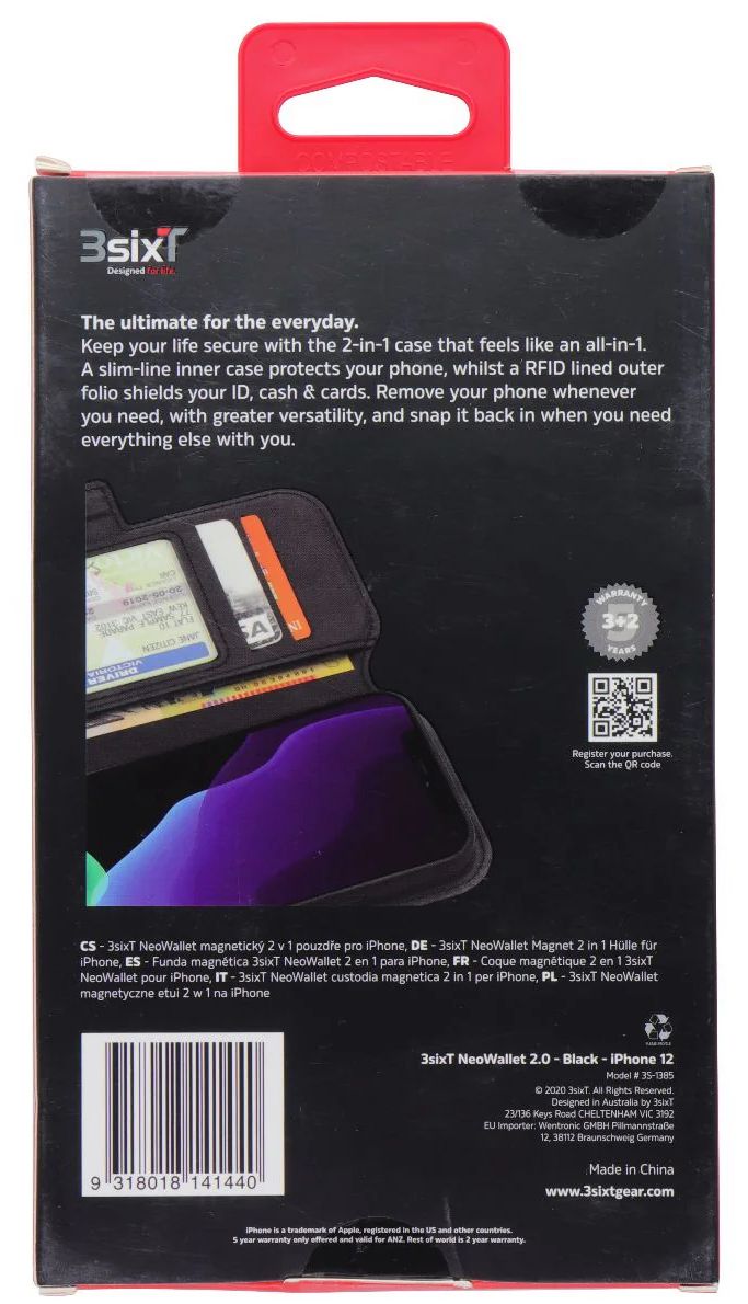 3SIXT NeoWallet Advanced Series Case for Apple iPhone 12 Mini - Black by 3SIXT - Refurbished - Brand New condition - Image 2