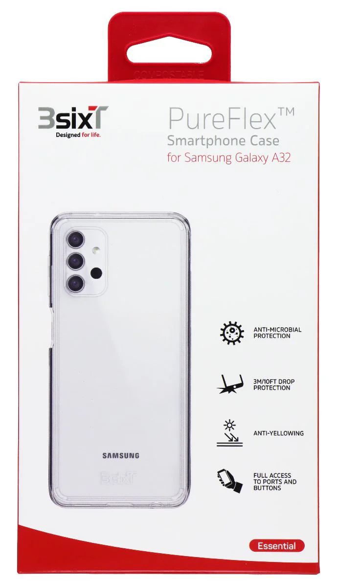 3SIXT PureFlex Series Case for Samsung Galaxy A32 - Clear by 3SIXT - Refurbished - Brand New condition - US$8.78