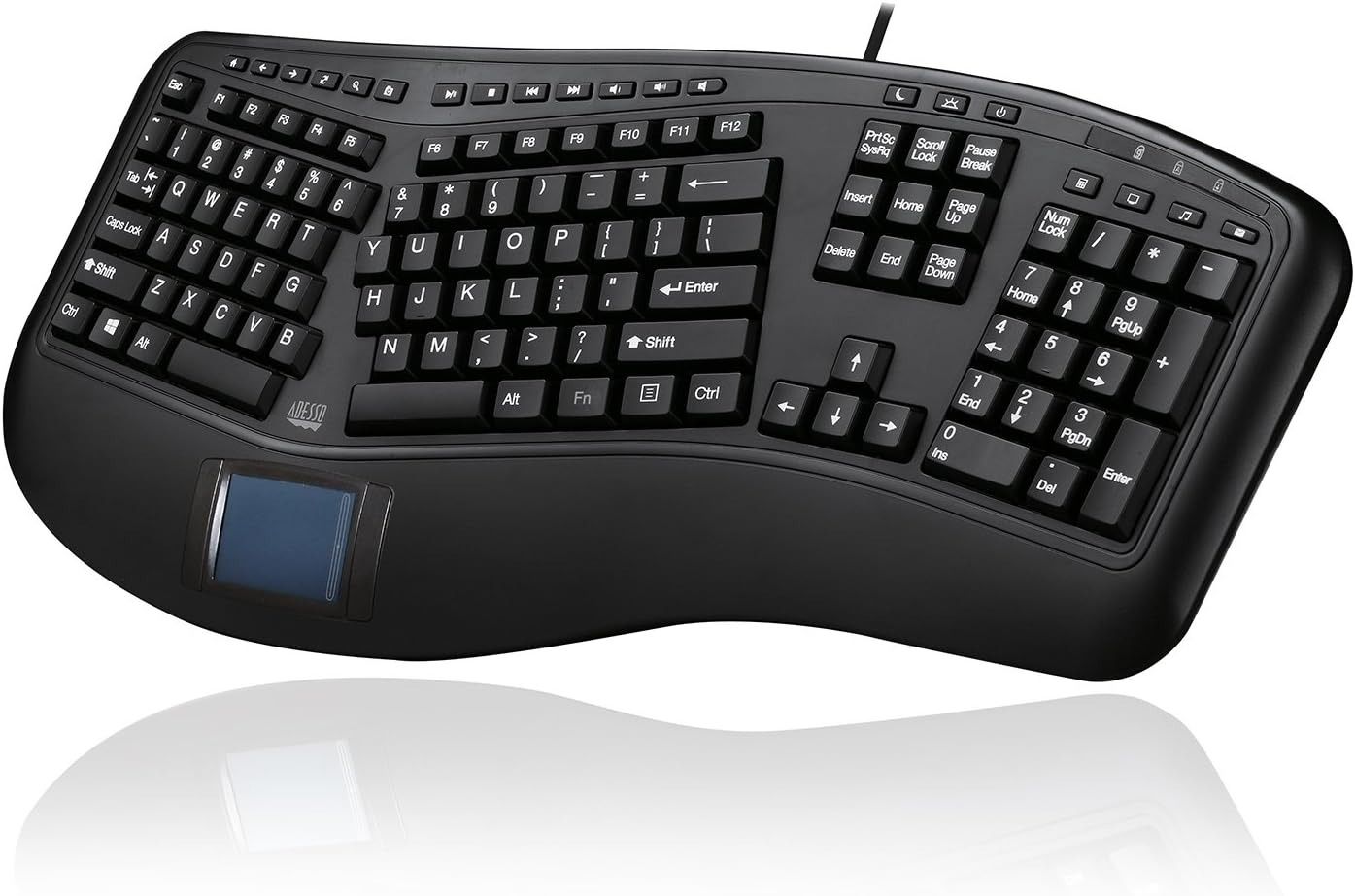 Pim Keyboard Refurbished Adesso AKB-450UB Ergonomic Touchpad Keyboard | Reebelo US