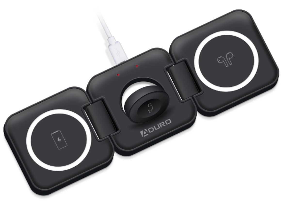 Aduro PowerUp Trinity 3-IN-1 Wireless Charging for Apple product - Black by Aduro - Refurbished - Very Good condition - US$34.95