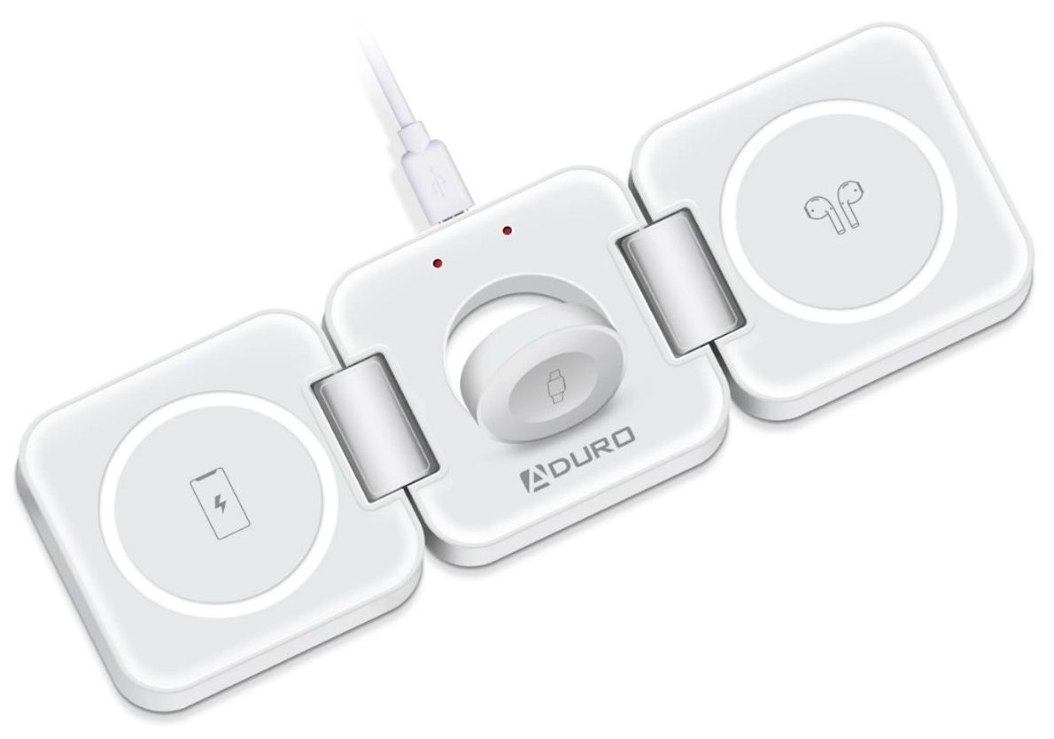 Aduro PowerUp Trinity 3-IN-1 Wireless Charging for Apple product - White by Aduro - Refurbished - Very Good condition - US$34.63