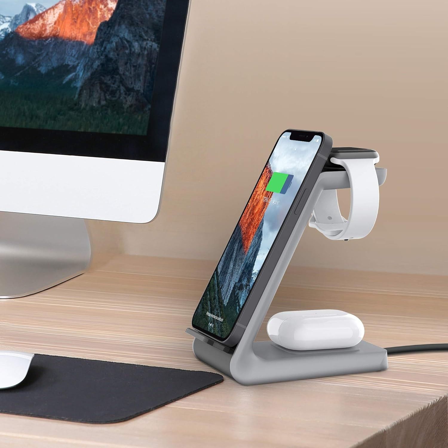 Aduro PowerUp Trinity Pro 3-in-1 Wireless Charging Station for Apple Products - Black by Aduro - Refurbished - Very Good condition - Image 2