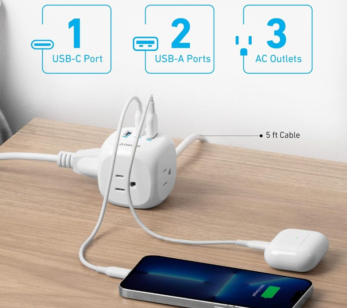 Anker 321 Power Strip 5ft | A9135 - White by Anker - Refurbished - Like New condition - Image 2