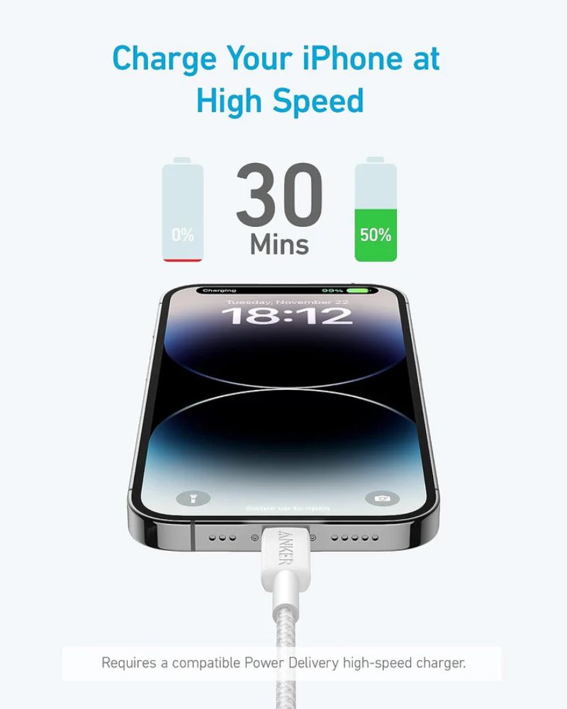 Anker Anker 322 USB-C to Lightning Charging Cable (2 pieces a pack) - White - 91cm by Anker - Image 7