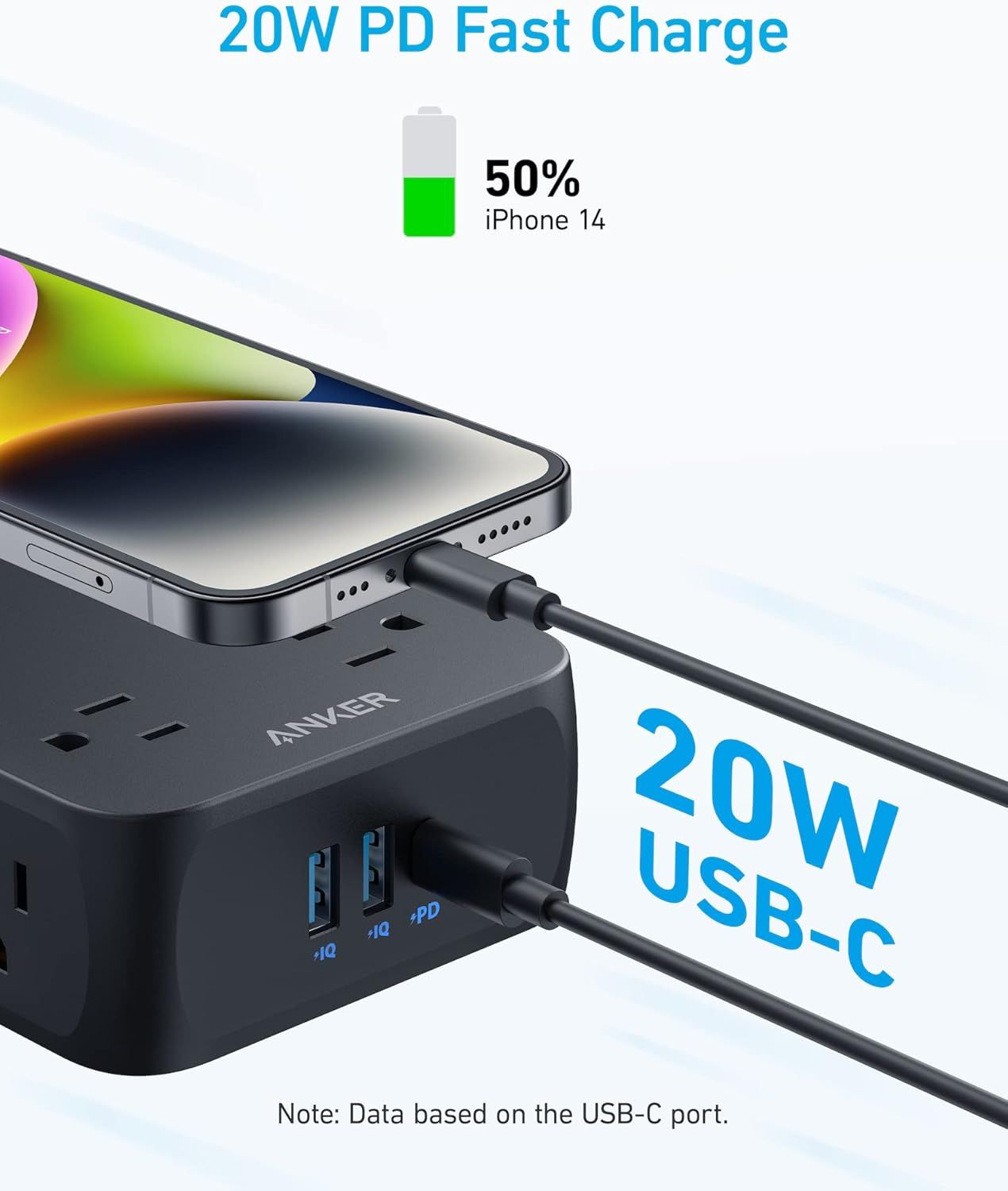 Anker 341 USB Power Strip 5ft | A9183 - Black by Anker - Image 3