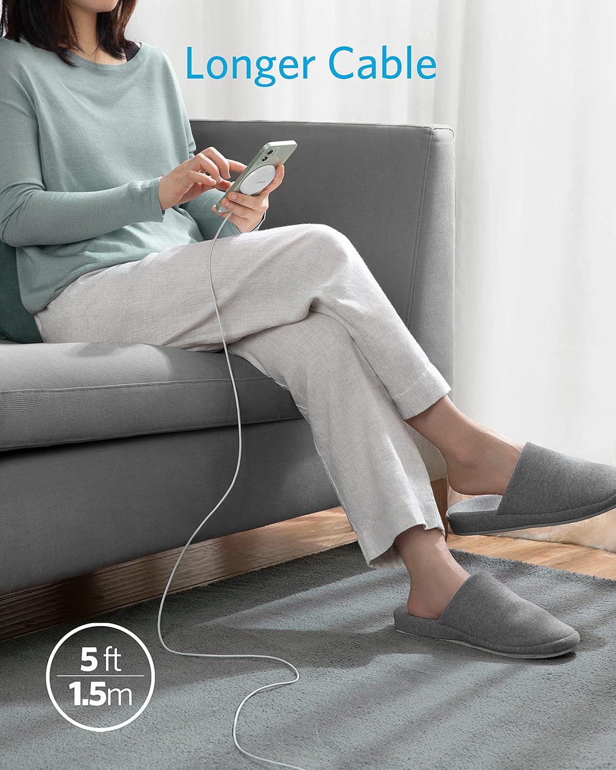 Anker 7.5W Magnetic Wireless Charger USB-C with 5 ft Built-in Cable and 20W Adapter - White by Anker - Refurbished - Very Good condition - Image 3