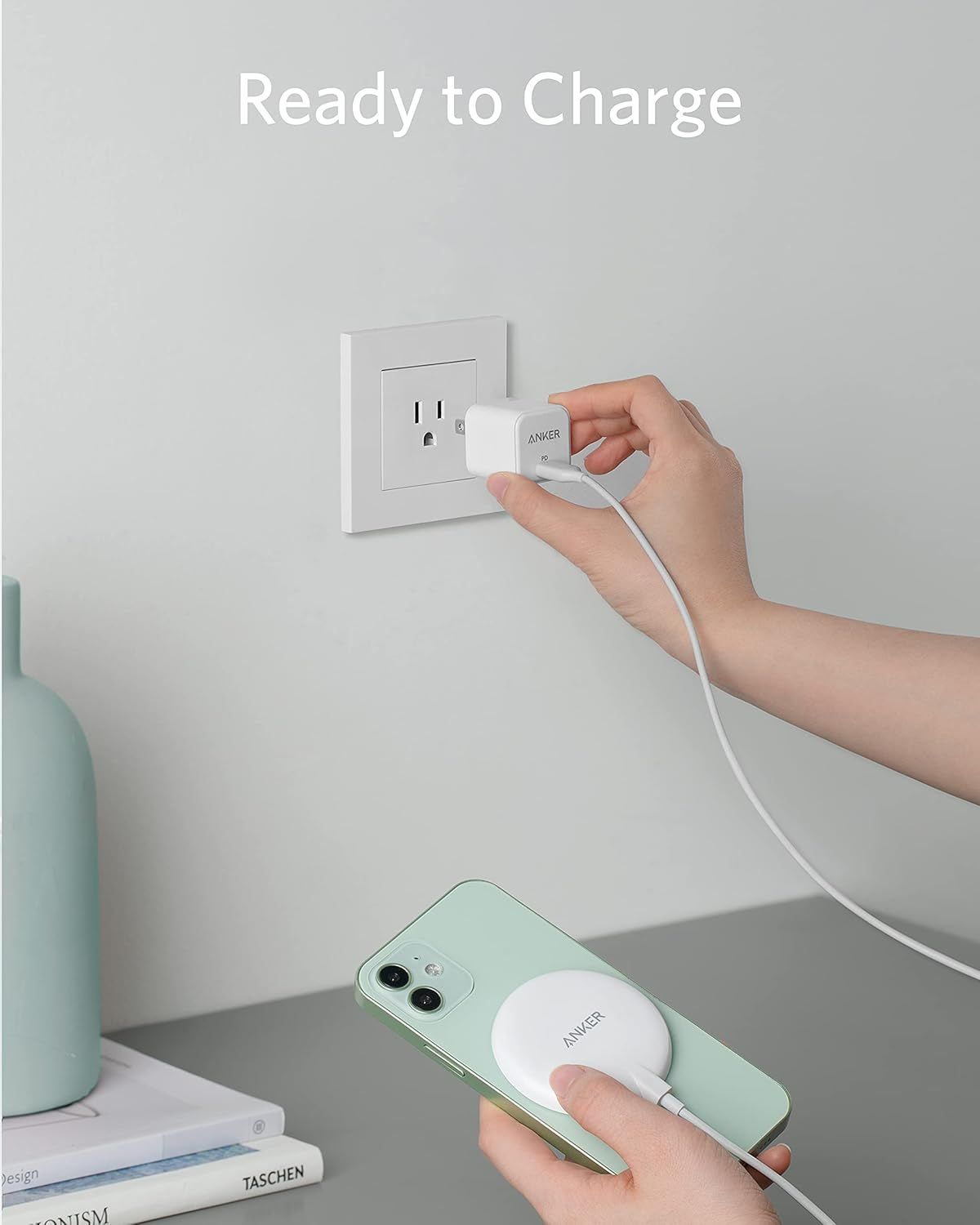 Anker 7.5W Magnetic Wireless Charger USB-C with 5 ft Built-in Cable and 20W Adapter - White by Anker - Refurbished - Very Good condition - Image 4