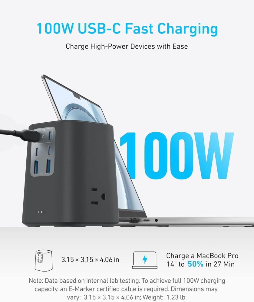 Anker Charging Station 9-in-1 (100W) 5ft | A91C6 - Black Stone by Anker - Image 3
