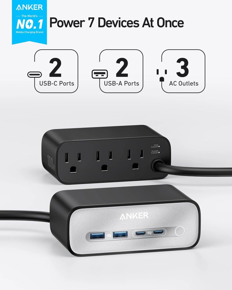 Anker Charging Station 7-in-1 (100W) 5ft | A91C4 - Black Stone by Anker - Image 4
