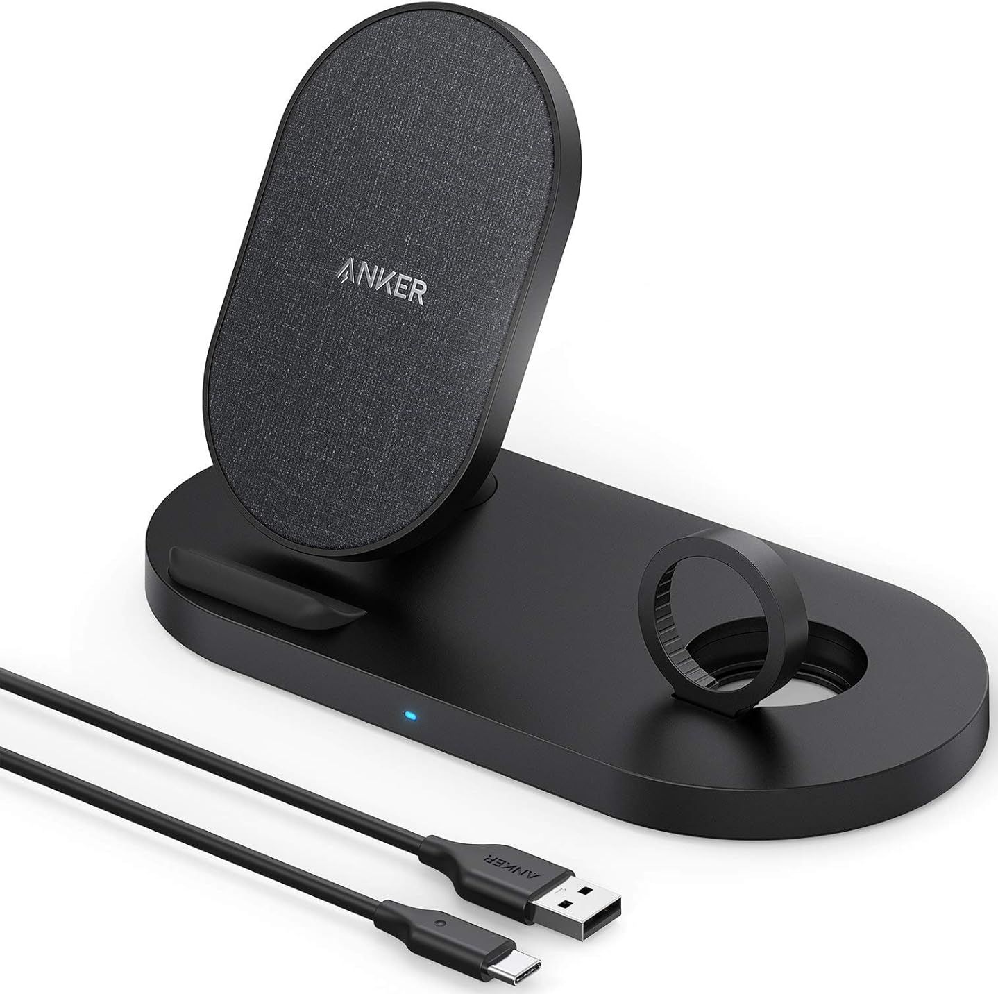 Anker PowerWave Sense 2-in-1 Stand Wireless Charging Station (A2595) - Black by Anker - Refurbished - Very Good condition - US$32.13