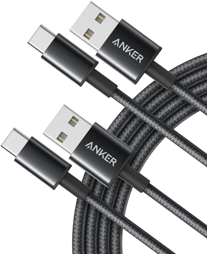 Anker Premium Nylon USB-C to USB-A Cable (2-Pack) - Black by Anker - Refurbished - Very Good condition - US$21.63