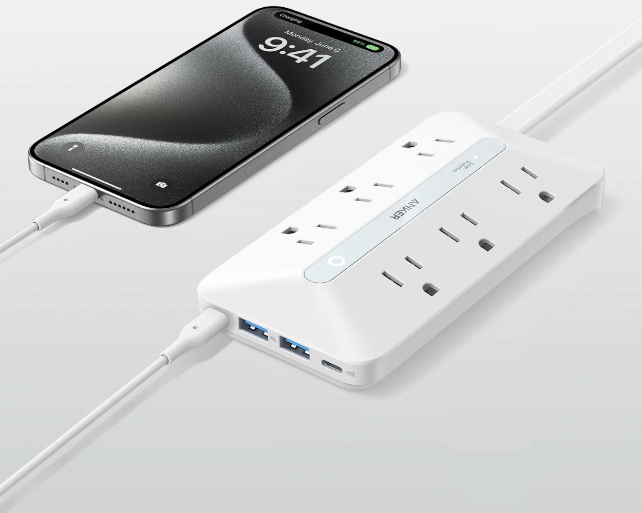 Anker USB Power Strip 10-in-1 (20W) 5ft | A91F2 - White by Anker - Image 2