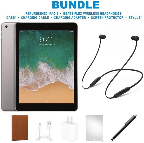 iPad 6 (2018) Beats Flex BUNDLE SET - 128GB - WiFi - Space Grey by Apple - Refurbished - Very Good condition - US$201.49