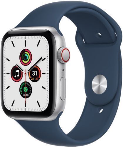 Apple Watch SE 1st Gen (2020) (Cellular + GPS) - 32GB - 44mm - Silver Aluminum Case with Abyss Blue Rubber Sport Band by Apple - Image 2