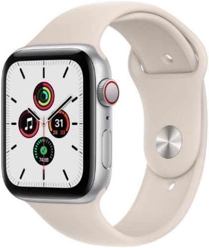 Apple Watch SE 1st Gen (2020) (GPS) - 32GB - 40mm - Silver Aluminum Case with Starlight Rubber Sport Band by Apple - Image 2