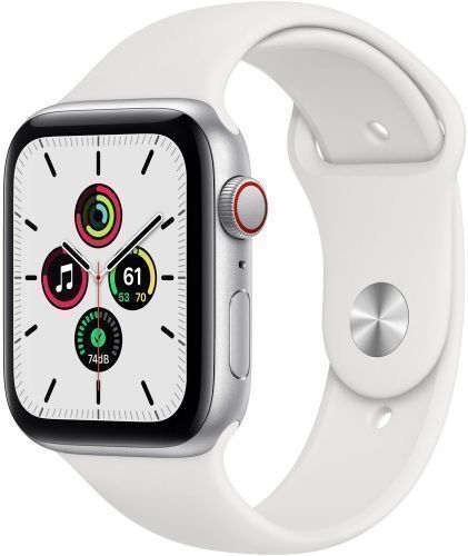 Apple Watch SE 1st Gen (2020) (GPS) - 32GB - 40mm - Silver Aluminum Case with White Rubber Sport Band by Apple - Image 2