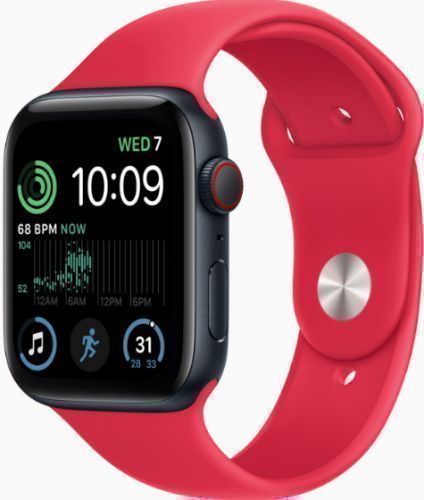Apple Watch SE 2nd Gen (2022) (GPS) - 32GB - 40mm - Midnight Aluminum Case with Red Rubber Sport Band - Small/Medium Size by Apple - Refurbished - Good condition - Image 2
