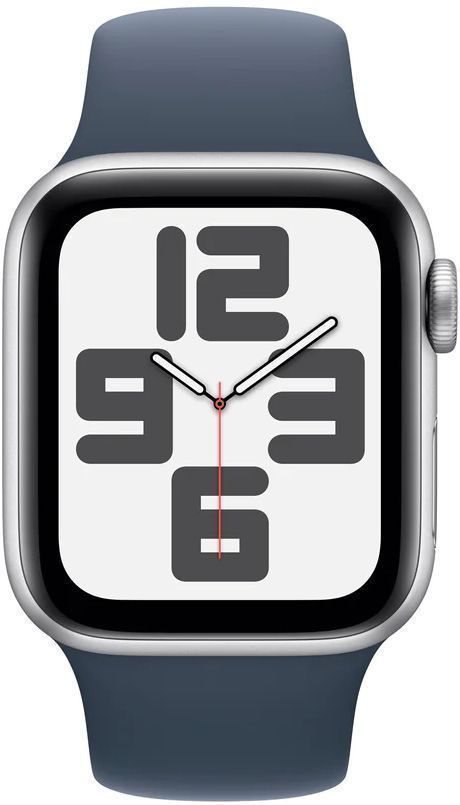 Apple Watch SE 2nd Gen (2022) (Cellular + GPS) - 32GB - 40mm - Silver Aluminum Case with Storm Blue Rubber Sport Band - Small/Medium Size by Apple - Refurbished - Very Good condition - US$106.99