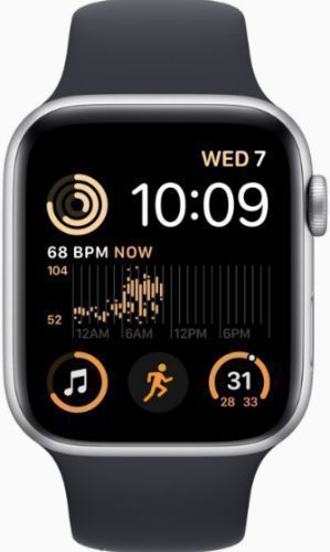 Apple Watch SE 2nd Gen (2022) (GPS) - 32GB - 40mm - Silver Aluminum Case with Midnight Rubber Sport Band - Small/Medium Size by Apple - Refurbished - Very Good condition - US$112.99