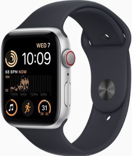 Apple Watch SE 2nd Gen (2022) (GPS) - 32GB - 40mm - Silver Aluminum Case with Midnight Rubber Sport Band - Small/Medium Size by Apple - Refurbished - Very Good condition - Image 2