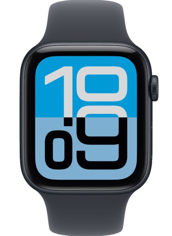 Apple Watch SE 3rd Gen (2025) (Cellular + GPS) - 64GB - 44mm - Midnight Aluminum Case with Black Silicone Sport Band - M/L Size by Apple - Refurbished - Premium condition - CA$494.99