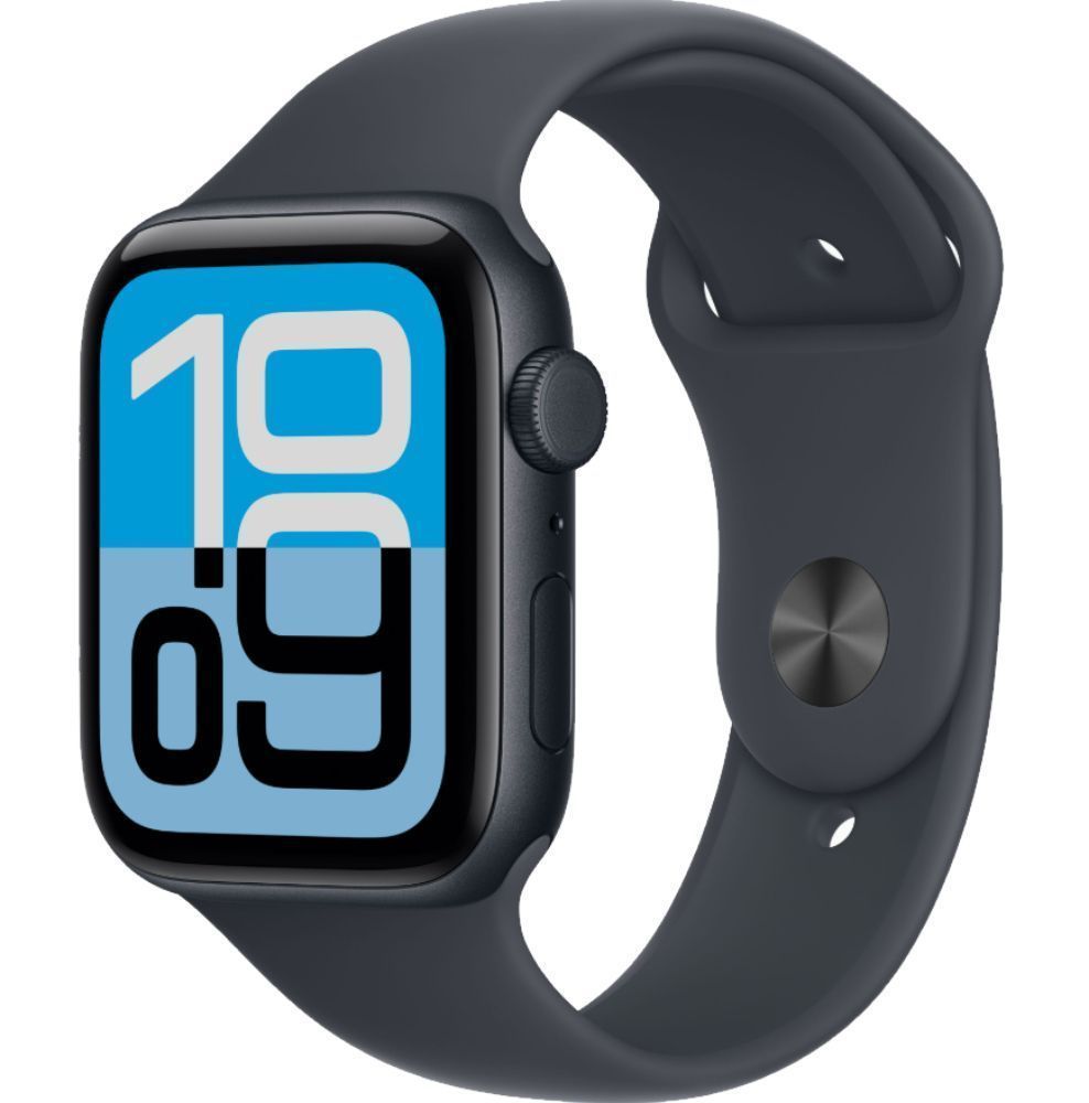 Apple Watch SE 3rd Gen (2025) (Cellular + GPS) - 64GB - 44mm - Midnight Aluminum Case with Black Silicone Sport Band - M/L Size by Apple - Image 2