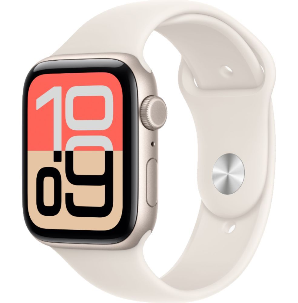 Apple Watch SE 3rd Gen (2025) (GPS) - 64GB - 44mm - Starlight Aluminum Case with Starlight Silicone Sport Band - M/L Size by Apple - Image 2