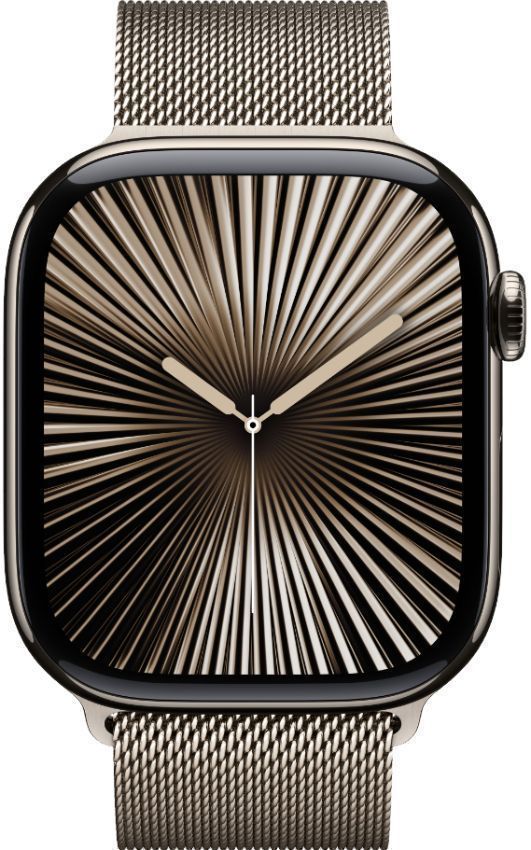 Apple Watch Series 10 (Cellular + GPS) - 64GB - 46mm - Natural Titanium Case with Natural Stainless Steel Milanese Loop Band - One Size by Apple - Refurbished - Premium condition - US$364.94