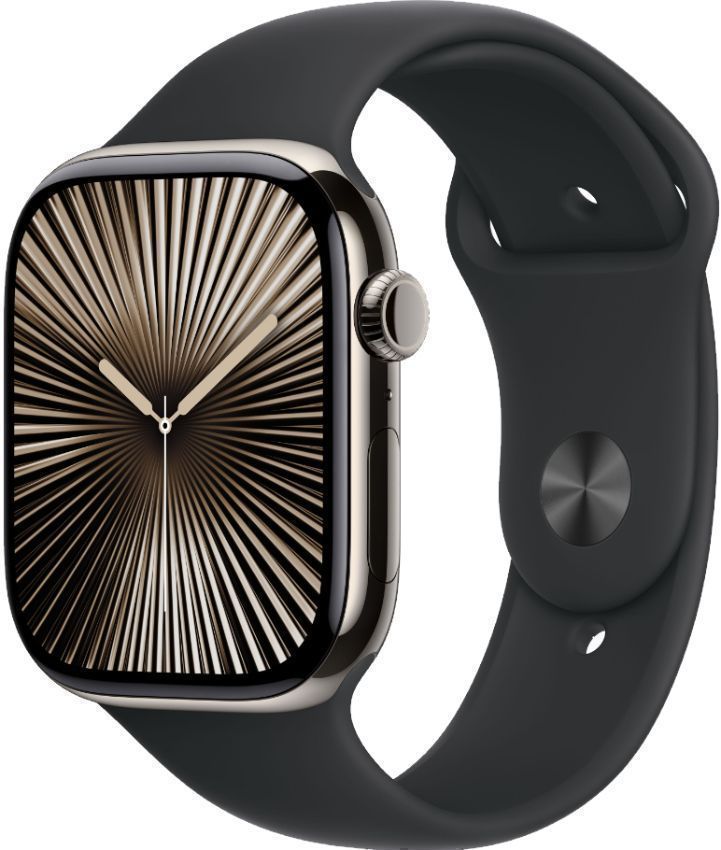 Apple Watch Series 10 (Cellular + GPS) - 64GB - Natural Titanium Case with Black Sport Band by Apple - Image 2