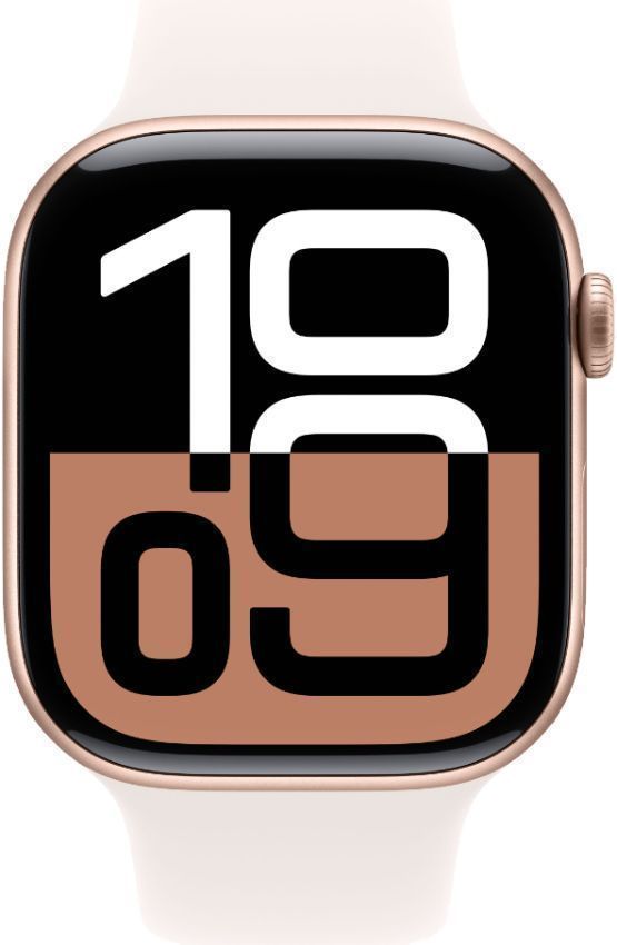 Apple Watch Series 10 (GPS) - 64GB - 42mm - Rose Gold Aluminum Case with Light Blush Rubber Sport Band - One Size by Apple - Refurbished - Very Good condition - US$405.99