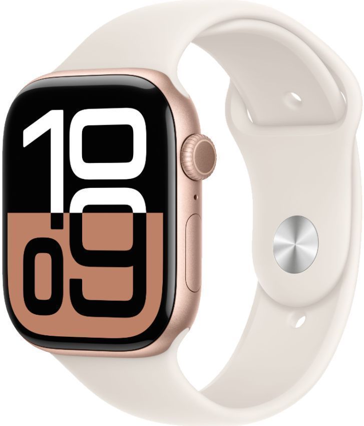 Apple Watch Series 10 (Cellular + GPS) - 64GB - 42mm - Rose Gold Aluminum Case with Starlight Rubber Sport Band - One Size by Apple - Image 2