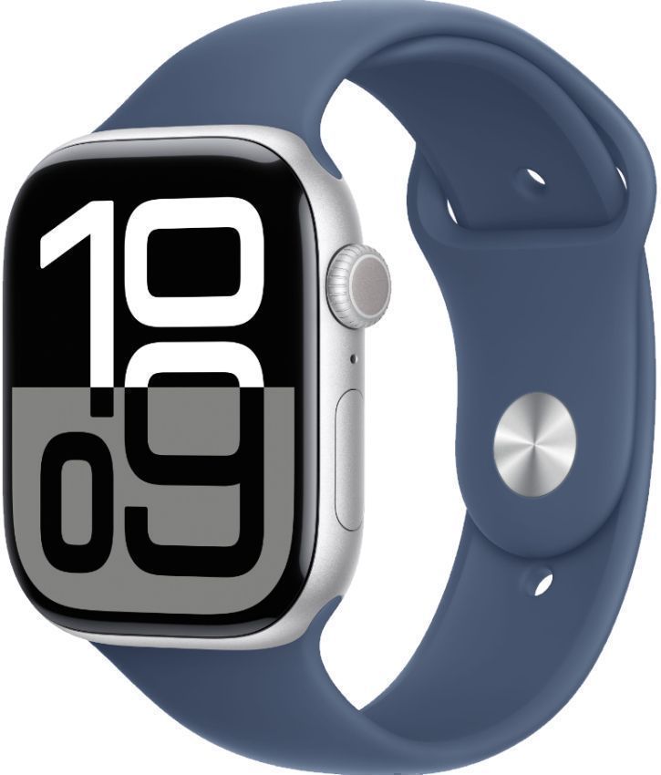 Apple Watch Series 10 (Cellular + GPS) - 42mm - Silver Case with Denim Sport Band by Apple - Image 2