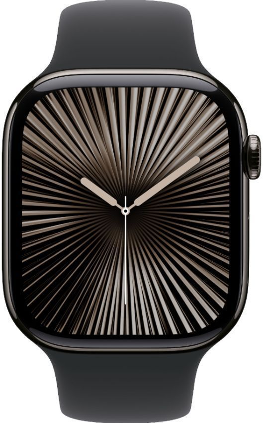 Apple Watch Series 10 (Cellular + GPS) - 64GB - 46mm - Slate Titanium Case with Black Rubber Sport Band - One Size by Apple - Refurbished - Very Good condition - US$481.19