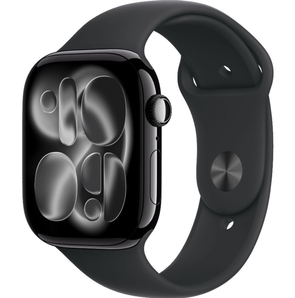 Apple Watch Series 11 (Cellular + GPS) - 64GB - 46mm - Jet Black Aluminum Case with Black Silicone Sport Band - M/L Size by Apple - Image 2