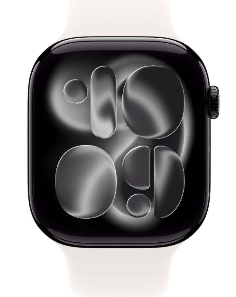 Apple Watch Series 11 (GPS) - 64GB - 46mm - Jet Black Aluminum Case with Light Blush Silicone Sport Band - M/L Size by Apple - Refurbished - Like New condition - CA$444.99