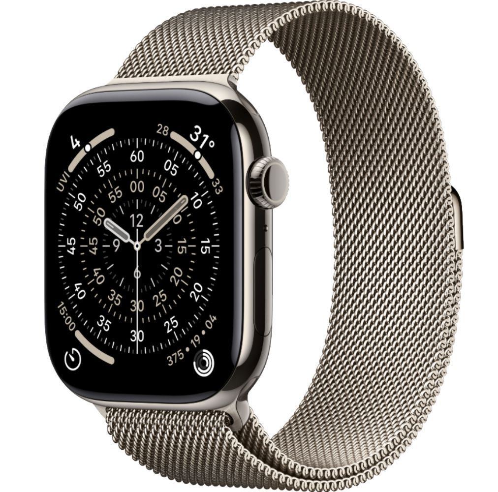 Apple Watch Series 11 (Cellular + GPS) - 64GB - 42mm - Natural Titanium Case with Natural Stainless Steel Milanese Loop Band - M/L Size by Apple - Image 2