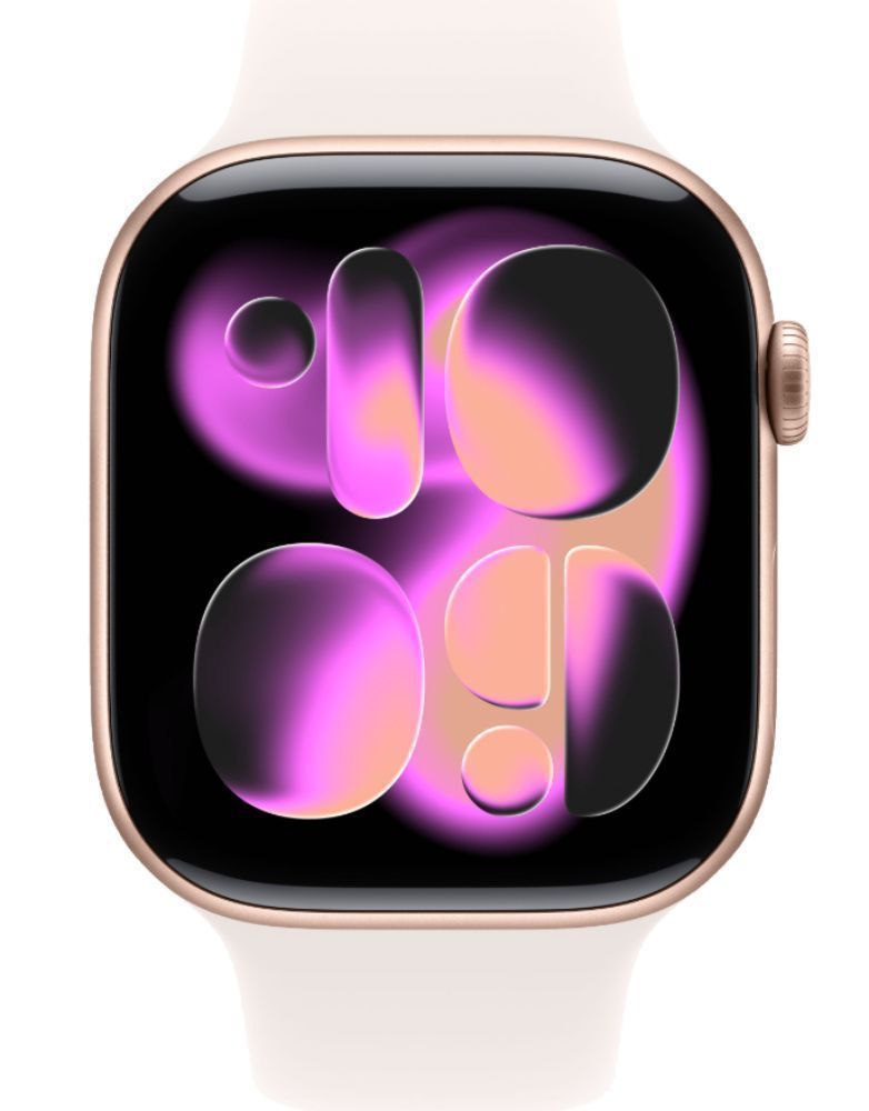 Apple Watch Series 11 (Cellular + GPS) - 64GB - 42mm - Rose Gold Aluminum Case with Light Blush Silicone Sport Band - M/L Size by Apple - Refurbished - Premium condition - US$314.98