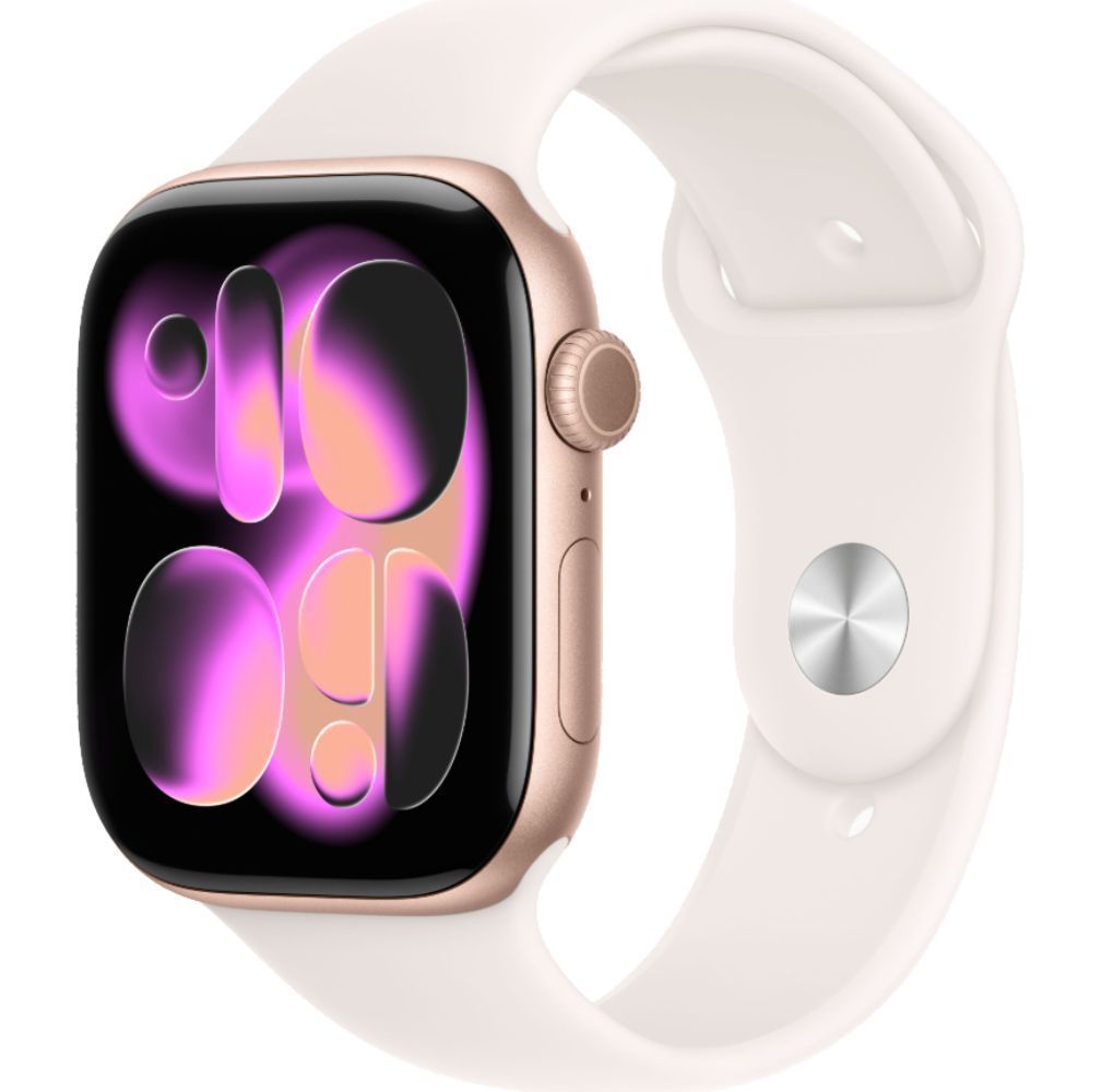 Apple Watch Series 11 (GPS) - 64GB - 42mm - Rose Gold Aluminum Case with Light Blush Silicone Sport Band - S/M Size by Apple - Image 2