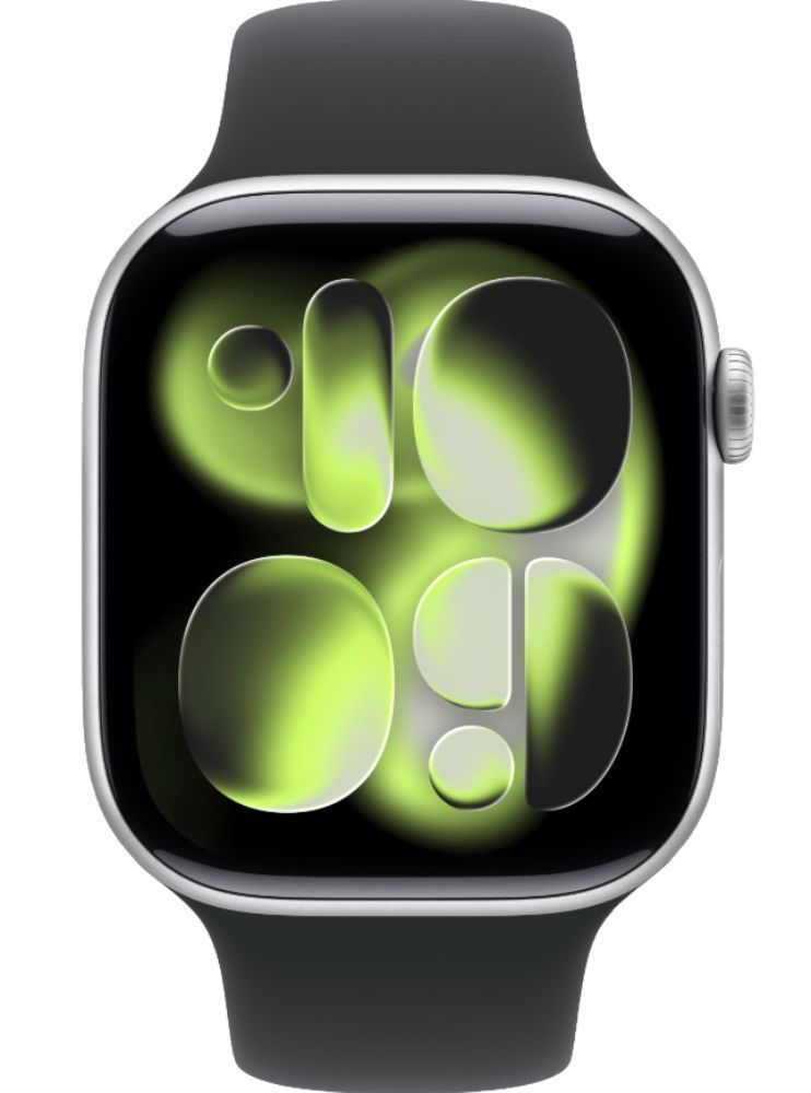 Apple Watch Series 11 - 64GB - 42mm - Silver Aluminum Case with Black Silicone Sport Band - S/M Size by Apple - Refurbished - Like New condition - CA$480.96