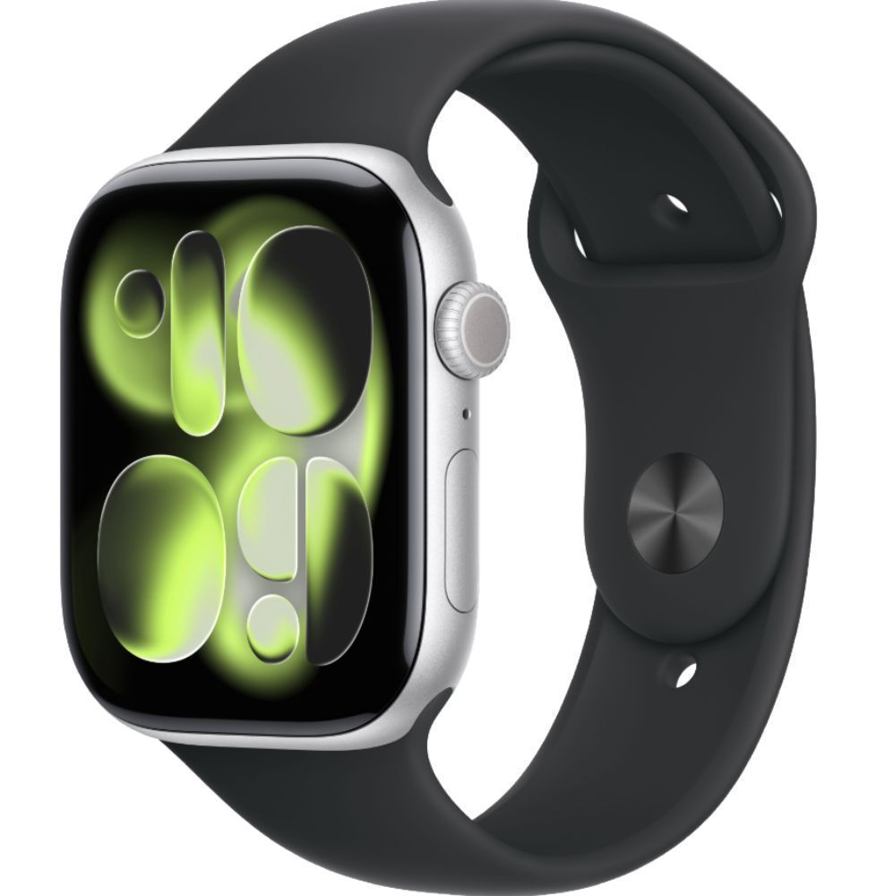 Apple Watch Series 11 - 64GB - 42mm - Silver Aluminum Case with Black Silicone Sport Band - S/M Size by Apple - Refurbished - Like New condition - Image 2