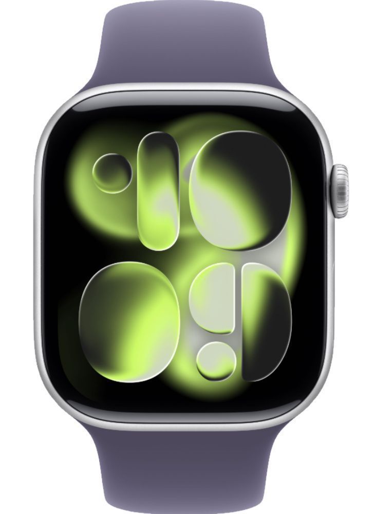 Apple Watch Series 11 (GPS) - 64GB - 42mm - Silver Aluminum Case with Purple Fog Silicone Sport Band - S/M Size by Apple - Refurbished - Premium condition - US$313.98