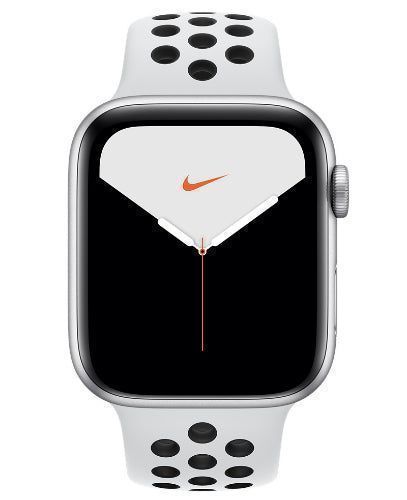 Apple Watch Series 5 (Cellular + GPS) - 32GB - 44mm - Silver Nike (Aluminum) Case with Pure Platinum/Black Rubber Nike Sport Band by Apple - Refurbished - Good condition - US$111.18