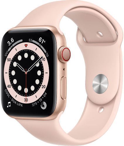Apple Watch Series 6 (Cellular + GPS) - 32GB - 40mm - Gold Aluminum Case with Pink Sand Rubber Sport Band by Apple - Image 2