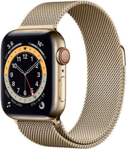 Apple Watch Series 6 (Cellular + GPS) - 32GB - 44mm - Gold Stainless Steel Case with Gold Stainless Steel Milanese Loop Band by Apple - Refurbished - Very Good condition - US$119.54
