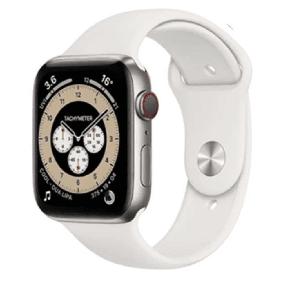 Apple Watch Series 6 (Cellular + GPS) - 32GB - 40mm - Silver Titanium Case with White Rubber Sport Band by Apple - Refurbished - Very Good condition - US$141.48