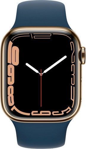 Apple Watch Series 7 (Cellular + GPS) - 32GB - 41mm - Gold Stainless Steel Case with Abyss Blue Rubber Sport Band by Apple - Refurbished - Very Good condition - US$219.32