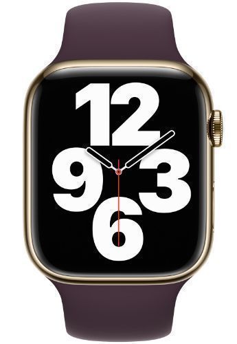 Apple Watch Series 7 (Cellular + GPS) - 32GB - 41mm - Gold Stainless Steel Case with Dark Cherry Rubber Sport Band by Apple - Refurbished - Very Good condition - CA$278.99