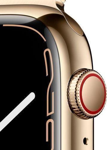 Apple Watch Series 7 (Cellular + GPS) - 32GB - 45mm - Gold Stainless Steel Case with Midnight Rubber Sport Band by Apple - Refurbished - Very Good condition - Image 3