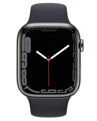 Apple Watch Series 7 (Cellular + GPS) - 32GB - 41mm - Graphite Stainless Steel Case with Midnight Rubber Sport Band by Apple - Refurbished - Good condition - CA$262.99