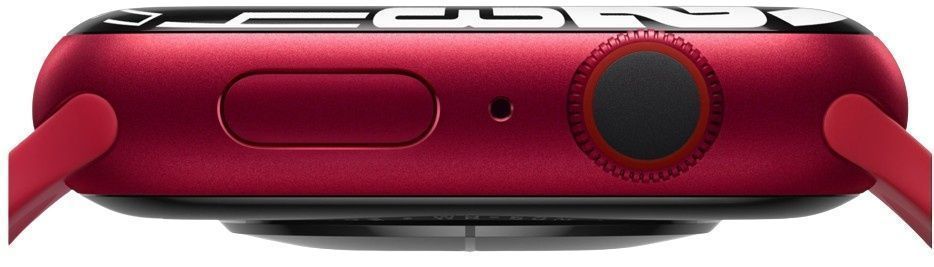 Apple Watch Series 7 (Cellular + GPS) - 32GB - 45mm - Red Aluminum Case with Red Rubber Sport Band by Apple - Image 4
